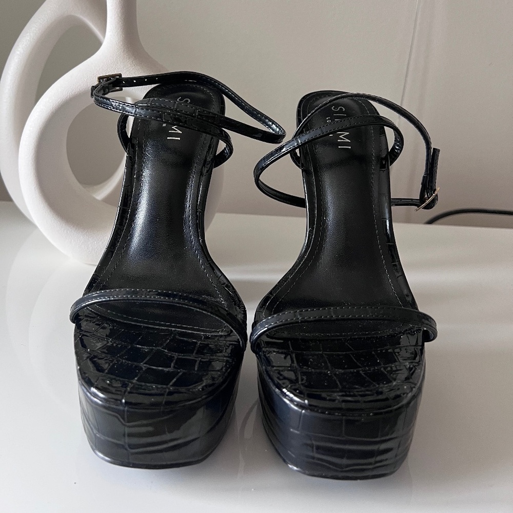 Black Platform Heels, Women's Size 8